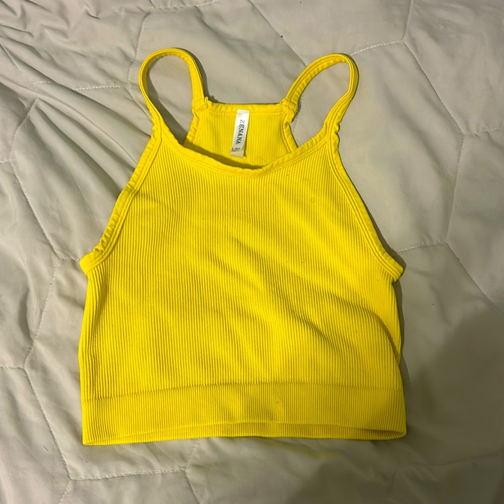 Yellow Ribbed Tank Top